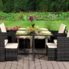 Comfy Living 9 Piece Cube Rattan Dining Set Dark Grey With Cover