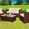 Comfy Living Deluxe 4 Piece Rattan Garden Set With Cover Option In Brown