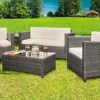 Comfy Living Deluxe 4 Piece Rattan Garden Set With Cover Option In Grey