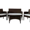 Comfy Living Economy 4 Piece Rattan Garden Set With Cover Option In Brown