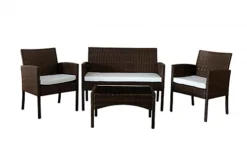 Comfy Living Economy 4 Piece Rattan Garden Set With Cover Option In Brown