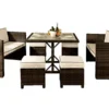 Comfy Living Maratea Rattan Garden Set In Chocolate With Cover