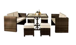 Comfy Living Maratea Rattan Garden Set In Chocolate With Cover