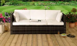 Comfy Living Rattan Storage Sun Lounger In Black With Cover