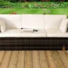 Comfy Living Rattan Storage Sun Lounger In Black