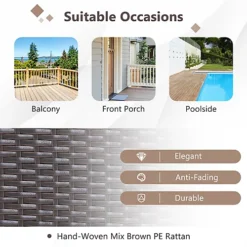 Costway 3 Piece Outdoor Wicker Rocking Chair Set W/ 2 Wicker Rocking Chair & 1 Coffee Table -Outsunny Garden Zone costway 3 piece outdoor wicker rocking chair set w 2 wicker rocking chair 1 coffee table6085649035488 03c MP