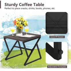 Costway 3 Piece Outdoor Wicker Rocking Chair Set W/ 2 Wicker Rocking Chair & 1 Coffee Table -Outsunny Garden Zone costway 3 piece outdoor wicker rocking chair set w 2 wicker rocking chair 1 coffee table6085649035488 04c MP