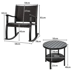 Costway 3 Pieces Bistro Outdoor Set W/ 2 Wicker Rattan Rocking Chairs & 1 Coffee Table 6 Costway 3 Pieces Bistro Outdoor Set W/ 2 Wicker Rattan Rocking Chairs & 1 Coffee Table -Outsunny Garden Zone costway 3 pieces bistro outdoor set w 2 wicker rattan rocking chairs 1 coffee table9984709897448 03c MP