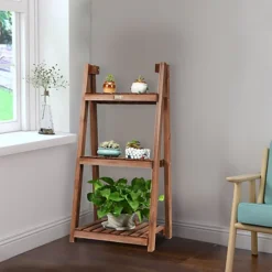 Costway 3-Tier Folding Flower Stand Rack Wooden Flower Pot Shelf Portable Plant Stand Organizer Staircase Display Shelves -Outsunny Garden Zone costway 3 tier folding flower stand rack wooden flower pot shelf portable plant stand organizer staircase display shelves6085649679088 04c MP