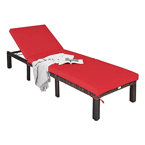 Costway 6 Positions Adjustable Rattan Sun Lounger With Cushion 1 Costway 6 Positions Adjustable Rattan Sun Lounger With Cushion