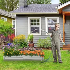 Costway Galvanized Raised Garden Bed Large Metal Planter Box For Vegetable Flower Herb -Outsunny Garden Zone costway galvanized raised garden bed large metal planter box for vegetable flower herb6085650609432 03c MP