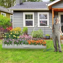 Costway Galvanized Raised Garden Bed Large Metal Planter Box W/ Open-Ended Base -Outsunny Garden Zone costway galvanized raised garden bed large metal planter box w open ended base6085650609500 03c MP