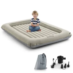 Costway Inflatable & Portable Kids Bed W/ Removable 2 Sides Mattress