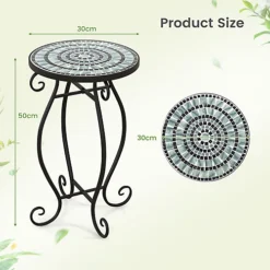 Costway Mosaic Outdoor Side Table Round End Table Weather Resistant Ceramic Tabletop 6 Costway Mosaic Outdoor Side Table Round End Table Weather Resistant Ceramic Tabletop -Outsunny Garden Zone costway mosaic outdoor side table round end table weather resistant ceramic tabletop6085650677134 03c MP