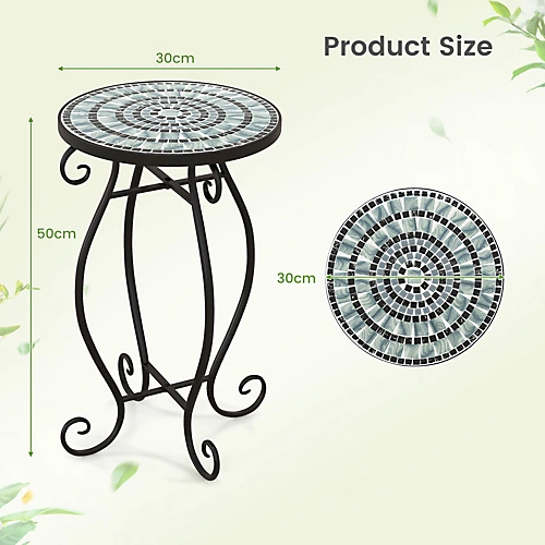 Costway Mosaic Outdoor Side Table Round End Table Weather Resistant Ceramic Tabletop 3 Costway Mosaic Outdoor Side Table Round End Table Weather Resistant Ceramic Tabletop - Image 3