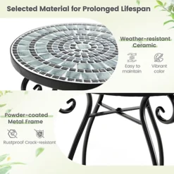 Costway Mosaic Outdoor Side Table Round End Table Weather Resistant Ceramic Tabletop 7 Costway Mosaic Outdoor Side Table Round End Table Weather Resistant Ceramic Tabletop -Outsunny Garden Zone costway mosaic outdoor side table round end table weather resistant ceramic tabletop6085650677134 04c MP