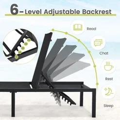 Costway Outdoor Chaise Lounge Sun Lounger Recliner Chair W/ 6 Positions Backrest -Outsunny Garden Zone costway outdoor chaise lounge sun lounger recliner chair w 6 positions backrest6085649036232 04c MP