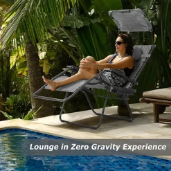 Costway Oversized Folding Zero Gravity Recliner Mesh Chaise Lounger W/ Canopy Shade -Outsunny Garden Zone costway oversized folding zero gravity recliner mesh chaise lounger w canopy shade9984709895536 03c MP