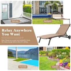 Costway Patio Chaise Lounge Chair W/6-Level Canopy & Wheels Heavy-Duty -Outsunny Garden Zone costway patio chaise lounge chair w 6 level canopy wheels heavy duty6085649677862 03c MP