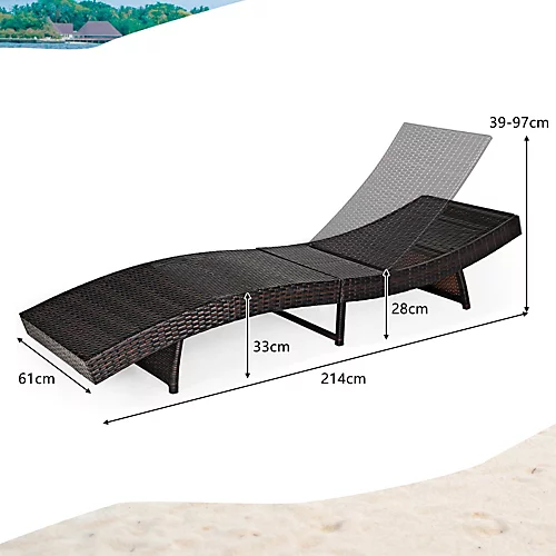 Costway Patio Rattan Chaise Lounge Chair Folding Reclining Wicker Chair 3 Costway Patio Rattan Chaise Lounge Chair Folding Reclining Wicker Chair - Image 3