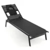 Costway Patio Tanning Lounge Chair Outdoor 5-Position Reclining Chair W/ Face Hole