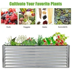 Costway Raised Garden Bed Outdoor Rectangular Metal Planter Box W/ Open Bottom -Outsunny Garden Zone costway raised garden bed outdoor rectangular metal planter box w open bottom6085650607384 06c MP
