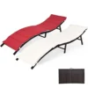 Costway Sun Lounger With Double-sided Cushioned Seat For Garden Lawn Backyard