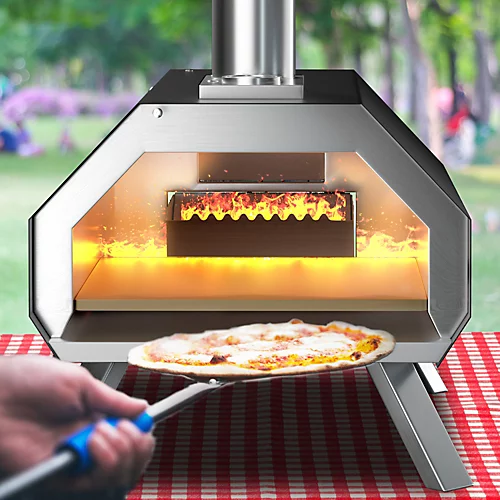 Costway Wood Fired Pizza Oven 3-Layer Stainless Steel Pizza Grill W/ Foldable Legs 3 Costway Wood Fired Pizza Oven 3-Layer Stainless Steel Pizza Grill W/ Foldable Legs - Image 3