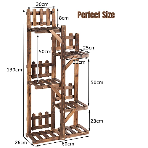 Costway Wooden Plant Stand Bonsai Shelf Free Standing W/ Multi-Layer Shelves Indoor Outdoor 3 Costway Wooden Plant Stand Bonsai Shelf Free Standing W/ Multi-Layer Shelves Indoor Outdoor - Image 3