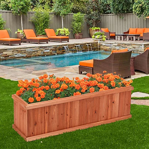 Costway Wooden Raised Garden Bed Outdoor Planter Box For Herbs Vegetables Flowers 4 Costway Wooden Raised Garden Bed Outdoor Planter Box For Herbs Vegetables Flowers - Image 4