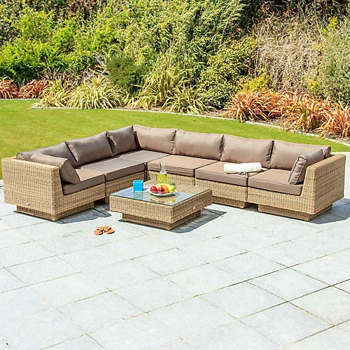 Cozy Bay Chicago Rattan 6 Seater Deluxe Modular Lounge Set In 4 Seasons With Brown Cushions 2 Cozy Bay Chicago Rattan 6 Seater Deluxe Modular Lounge Set In 4 Seasons With Brown Cushions - Image 2