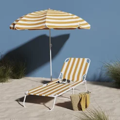 Curacao Golden Apricot Cabana Striped Sun Lounger