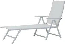 DesignDrop Bjorn Sun Lounger In White 157cm X 63cm X 95cm