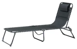 DesignDrop- Torben Adjustable Steel Sun Lounger Lightweight- Black