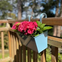 Duck Egg Blue Balcony Hanging Planters (Set Of 2)