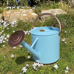 Duck Egg Blue & Copper Metal Watering Can With Rose (9 Litre) -Outsunny Garden Zone duck egg blue copper metal watering can with rose 9 litre 5060266599163 04c MP
