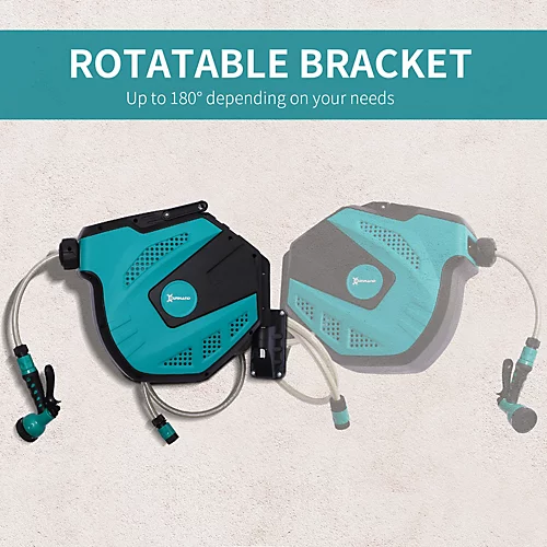 DURHAND 15M Water Hose Reel Compact Garden Car Auto Retract Spray Nozzle 4 DURHAND 15M Water Hose Reel Compact Garden Car Auto Retract Spray Nozzle - Image 4