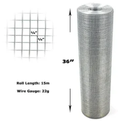 Easipet Galvanised Welded Wire Mesh 1/4" X 1/4" X 15m Long Aviary Hutches (22g) -Outsunny Garden Zone easipet galvanised welded wire mesh 1 4 x 1 4 x 15m long aviary hutches 22g 5060164212591 03c MP