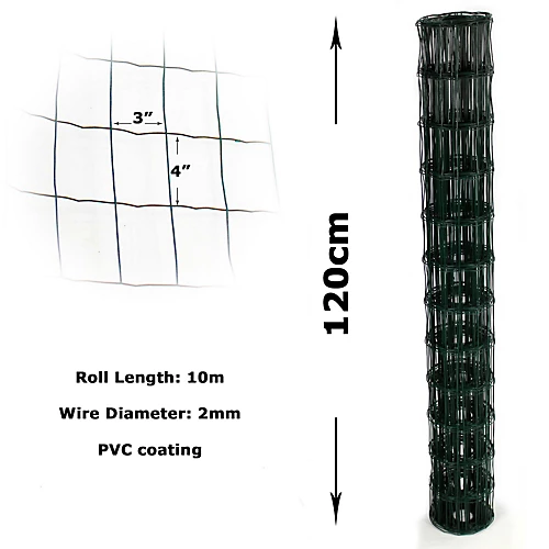 Easipet PVC Coated Wire Mesh Fencing Green Galvanised Garden Fence 120cm X 10m 2 Easipet PVC Coated Wire Mesh Fencing Green Galvanised Garden Fence 120cm X 10m - Image 2