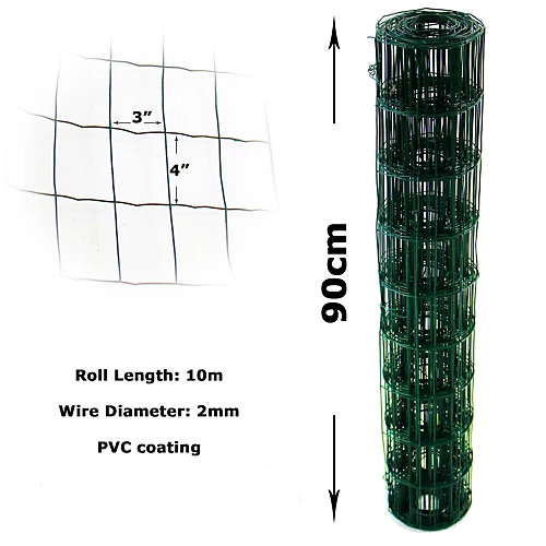 Easipet PVC Coated Wire Mesh Fencing Green Galvanised Garden Fence 90cm X 10m 2 Easipet PVC Coated Wire Mesh Fencing Green Galvanised Garden Fence 90cm X 10m - Image 2
