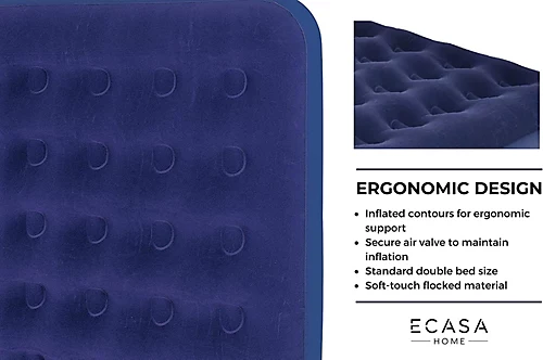 ECASA Deluxe Inflatable Mattress Double Blow Up Air Bed With Soft-touch Flocked Material 4 ECASA Deluxe Inflatable Mattress Double Blow Up Air Bed With Soft-touch Flocked Material - Image 4