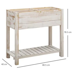 Elevated Wooden Planter Garden Grow Box With 2 Tiers, 4 Pockets, 81x40x79cm 6 Elevated Wooden Planter Garden Grow Box With 2 Tiers, 4 Pockets, 81x40x79cm -Outsunny Garden Zone elevated wooden planter garden grow box with 2 tiers 4 pockets 81x40x79cm5056399119446 03c MP