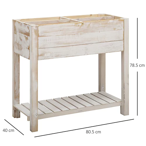 Elevated Wooden Planter Garden Grow Box With 2 Tiers, 4 Pockets, 81x40x79cm 3 Elevated Wooden Planter Garden Grow Box With 2 Tiers, 4 Pockets, 81x40x79cm - Image 3