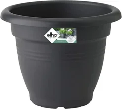 Elho Green Basics Campana 50cm Plastic Plant Pot In Living Black