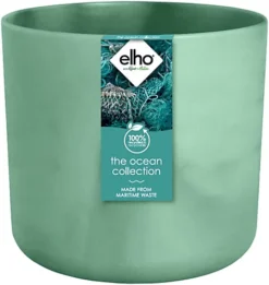 Elho The Ocean Collection 22cm Round Plastic Plant Pot In Pacific Green