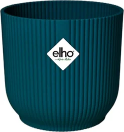 Elho Vibes Fold Round 22cm Plastic Plant Pot In Deep Blue