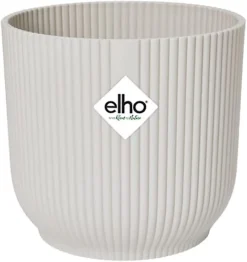 Elho Vibes Fold Round 25cm Plastic Plant Pot In Silky White