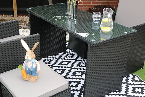 ETON BLACK 4 SEATER RATTAN GARDEN CUBE ARMCHAIR WITH TABLE SET 2 ETON BLACK 4 SEATER RATTAN GARDEN CUBE ARMCHAIR WITH TABLE SET - Image 2