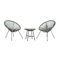 EVRE 2 Seat Dark Grey Goa Acapulco Styled Garden Furniture Set For Bistro Patio Indoor Outdoor Balcony Garden Terrace -Outsunny Garden Zone evre 2 seat dark grey goa acapulco styled garden furniture set for bistro patio indoor outdoor balcony garden terrace5060381724426 03c MP