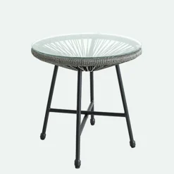 EVRE 2 Seat Dark Grey Goa Acapulco Styled Garden Furniture Set For Bistro Patio Indoor Outdoor Balcony Garden Terrace -Outsunny Garden Zone evre 2 seat dark grey goa acapulco styled garden furniture set for bistro patio indoor outdoor balcony garden terrace5060381724426 04c MP